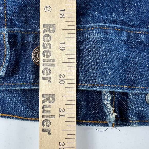 VTG 80s Levis Denim Vest Women Small Dark Blue Sleeveless Jean Jacket Orange Tab - Picture 8 of 10